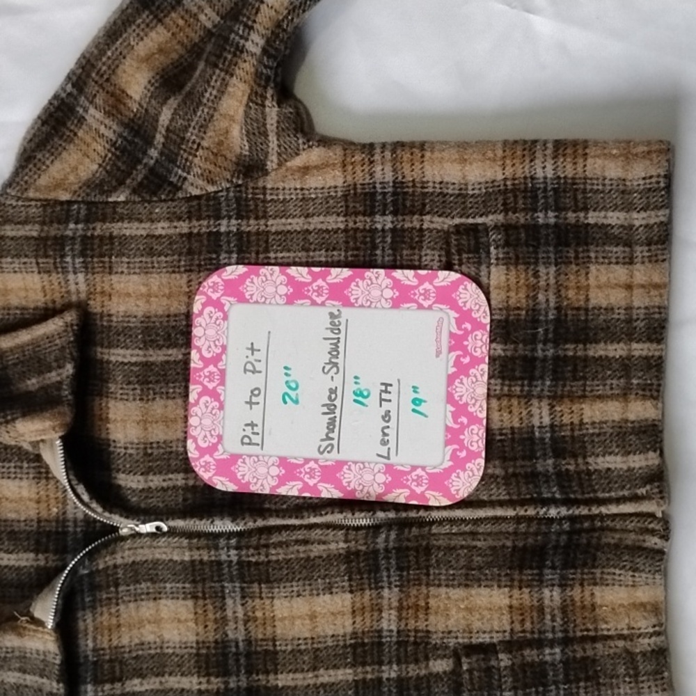 Vintage Plaid Wool Blend Crop Jacket Size Large County Seat - Picture 5 of 5